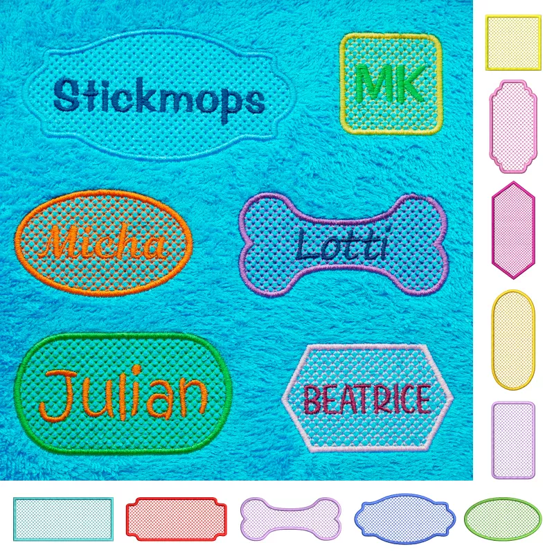 Stickdatei XXL Set Handtuchlabels 2.0 mit Knockdown-Stitch