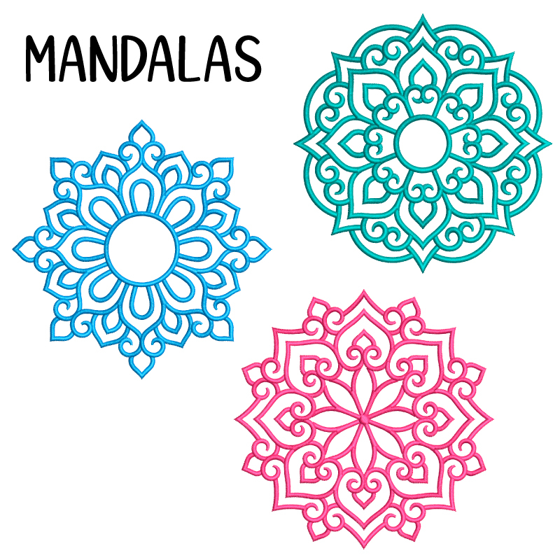 Preview: Stickdatei Set 3 Mandalas in je 9 Größen