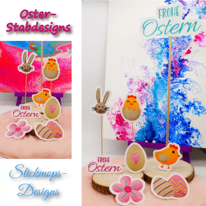 Stickdatei Set Oster-Stabdesigns