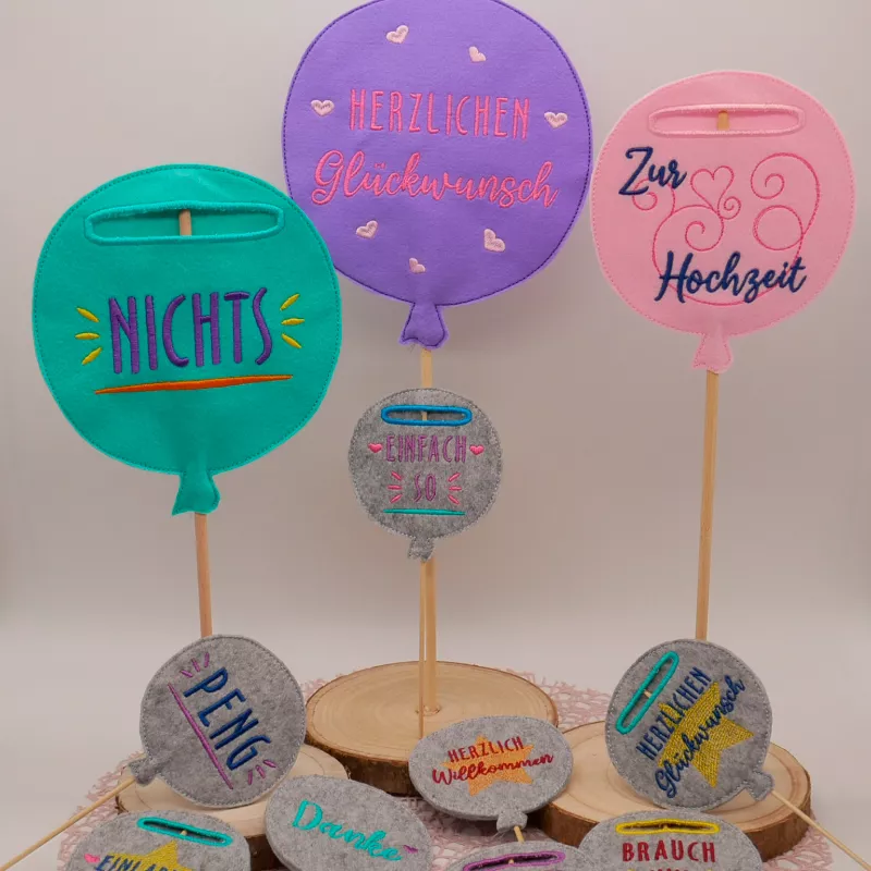 Stickdatei Set ITH Ballon Stabdeko