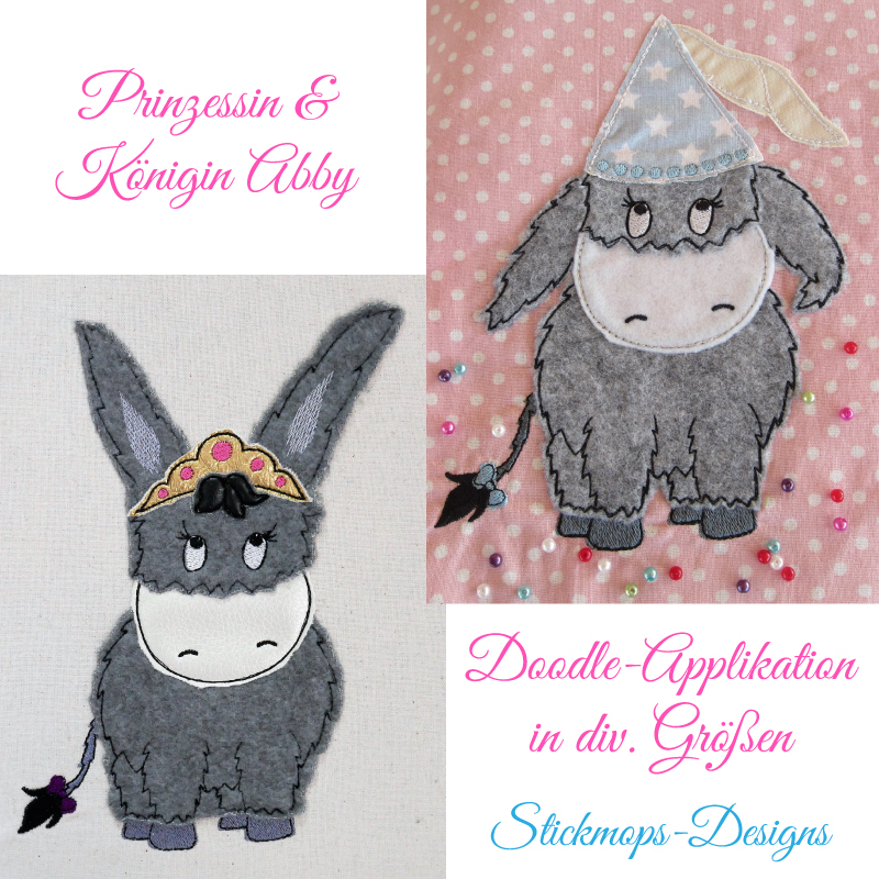 Preview: Stickdatei Set Princess and Queen Abby Doodle Applikation in diversen Größen
