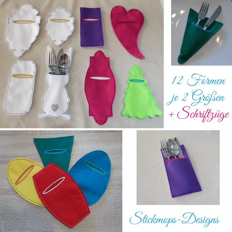 Stickdatei Set 12 ITH Bestecktaschen Blanko