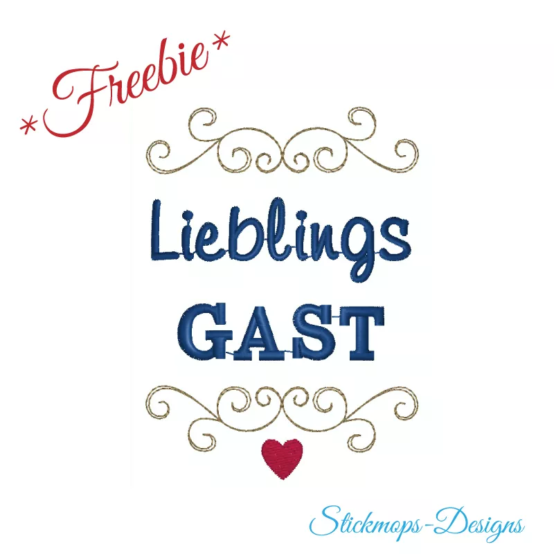 Freebie Stickdatei Lieblingsgast