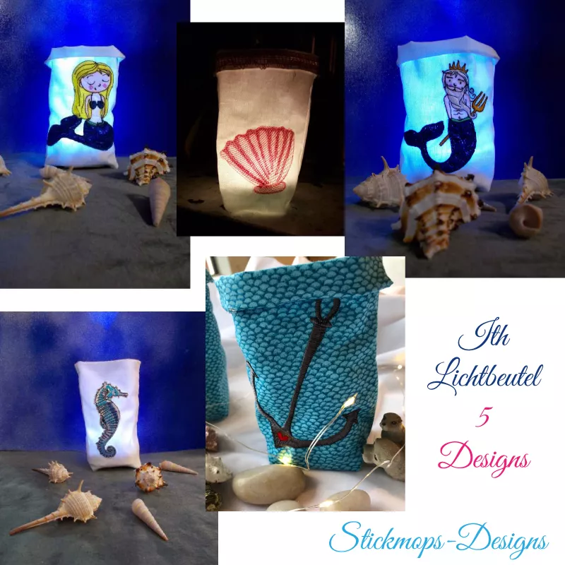 Stickdatei Set ITH Lichtbeutel Unterwasserwelt