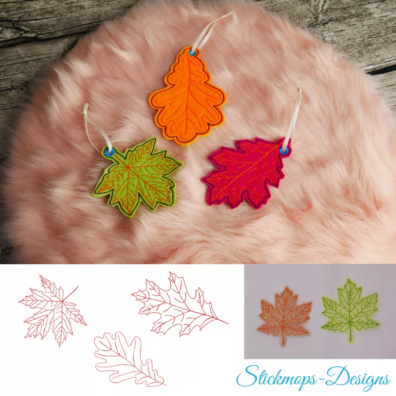 Stickdatei Set Herbstblätter inkl. ITH Anhänger