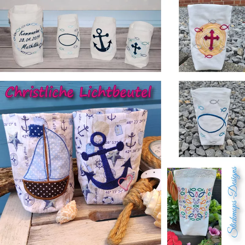 Stickdatei Set ITH Lichtbeutel mit christlichen Motiven