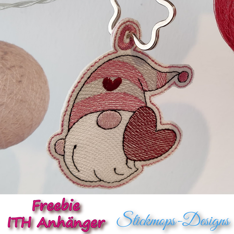 Preview: Freebie Stickdatei ITH Anhänger Lovegnome (10x10 Rahmen)
