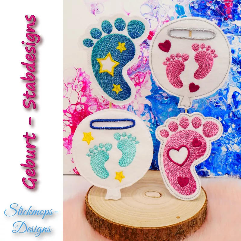 Stickdatei Set Stabdesigns zur Geburt
