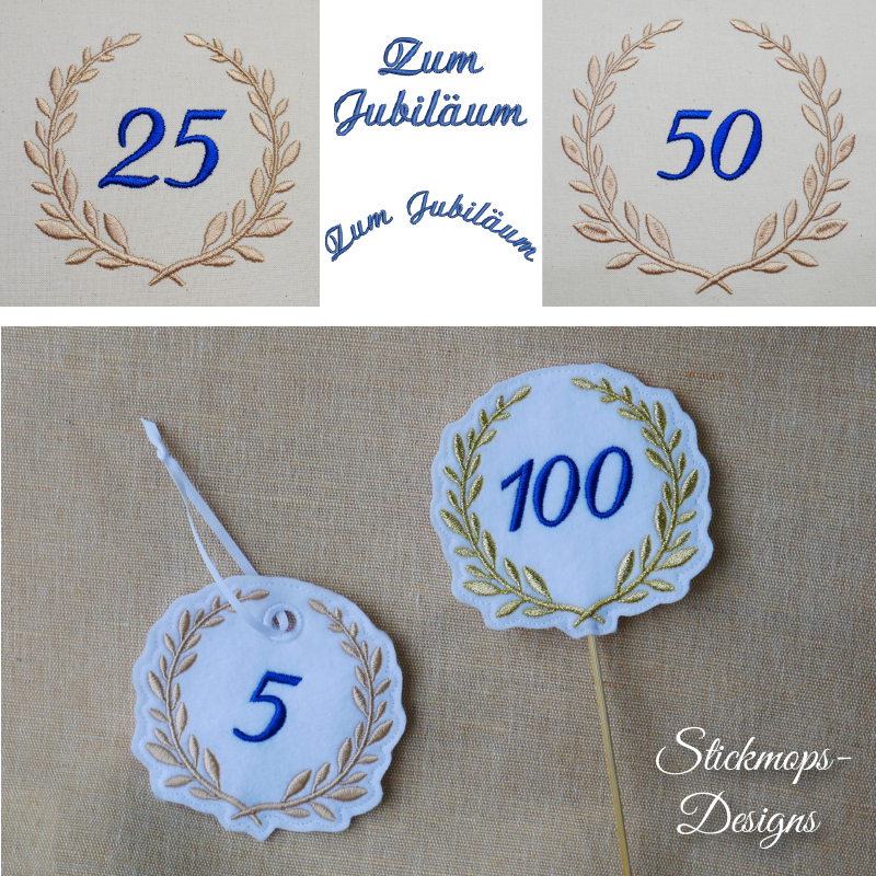 Preview: Stickdatei XXL Set Jubiläum inkl. ITH Stabdesigns und Anhänger