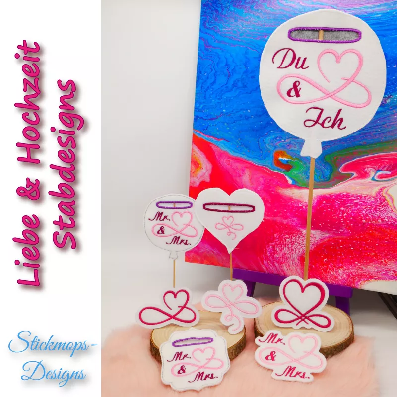 Stickdatei Set Liebe & Hochzeit - Stabdesigns