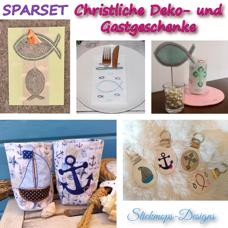 Stickdatei Set christliche Deko und Gastgeschenke (ITH)