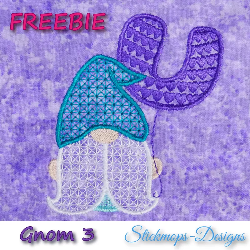 Freebie Stickdatei Gnom 3 von 3