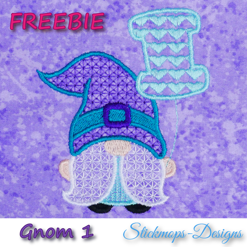 Preview: Freebie Stickdatei Gnom 1 von 3