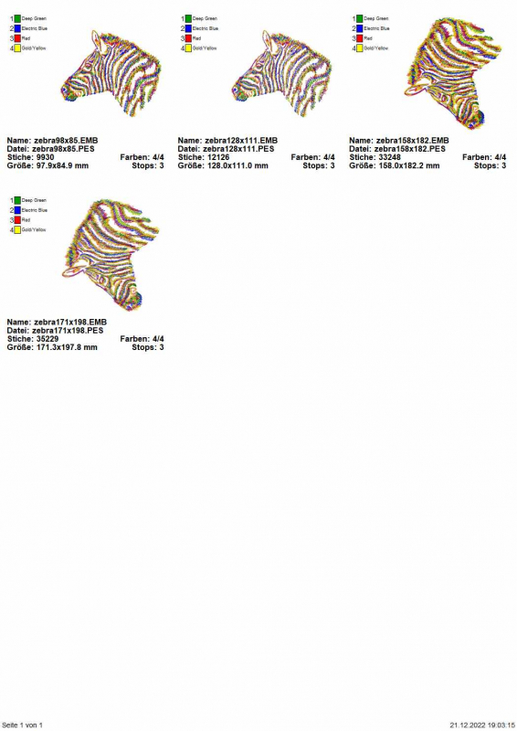 Stickdatei Zebra Scribble Übersicht
