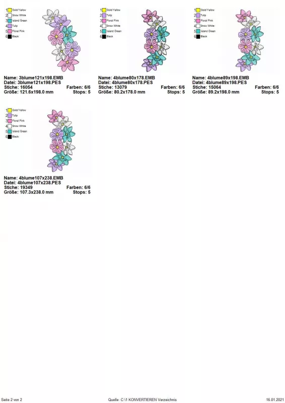 Übersicht Stickdatei Biene Vollstick Florale Motive Teil 2