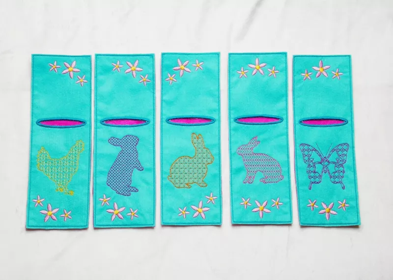 Stickdateien für ITH Bestecktaschen im Frühlingsdesign.
