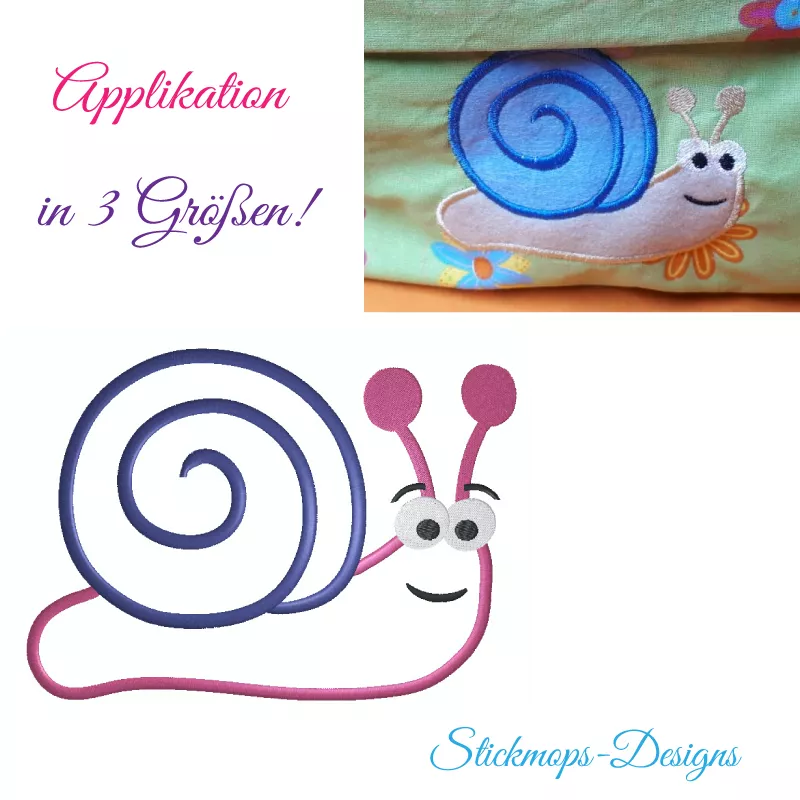 Stickdatei Schnecke Applikation in 3 Größen Stickdatei Schnecke Applikation in 3 Größen