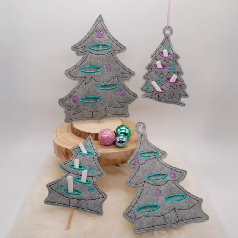 Stickdatei Set ITH Adventskalender-Tannen Adventstanne