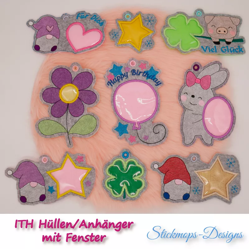 Stickdatei Set ITH Geschenk- und Schokoladenhüllen mit Fenster Stickdatei Set ITH Geschenk- und Schokoladenhüllen mit Fenster