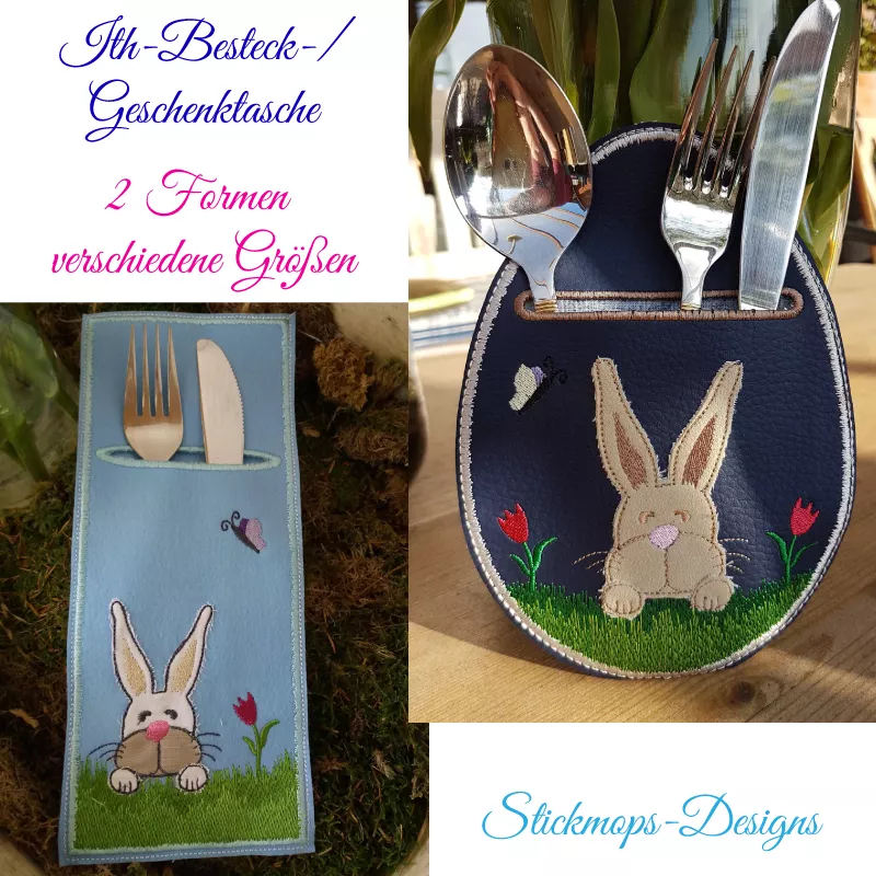 Stickdatei Set Besteck- u. Geschenktasche Charlie rechteckig und eiförmig (13x18 oder Größer)