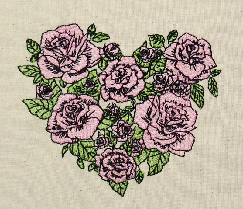 Stickdatei Blumenherz Lineart mit und ohne Vollstickflächen + einzelne Rose extra Stickdatei Blumenherz Lineart mit und ohne Vollstickflächen + einzelne Rose extra