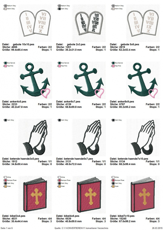Stickdatei Set christliche Symbole Stickdatei Set christliche Symbole