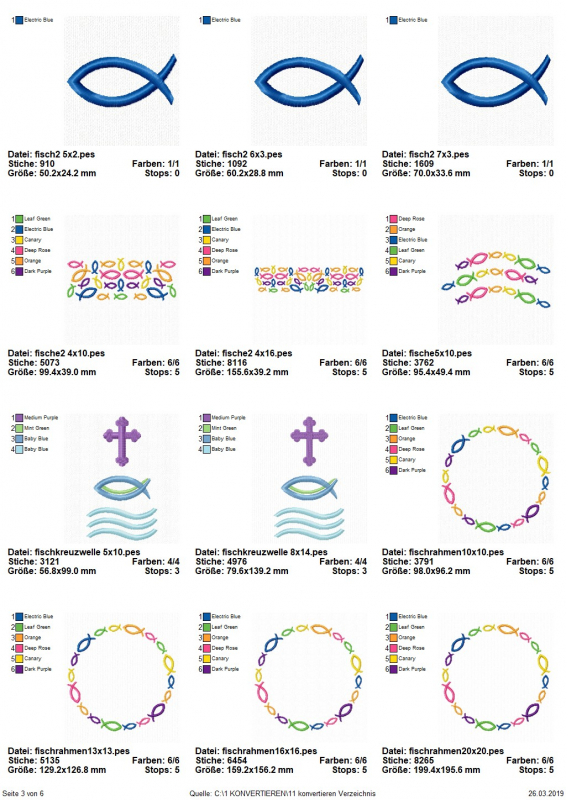 Stickdatei Set christliche Symbole Stickdatei Set christliche Symbole