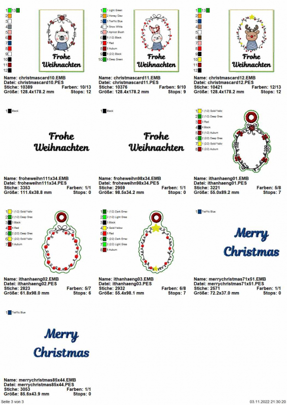 Stickdatei Set ITH Christmas-Cards - Grußkartenhüllen Stickdatei Set ITH Christmas-Cards - Grußkartenhüllen