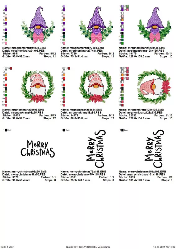 Stickdatei Set Christmas Gnomes (ab 10x10) Stickdatei Set Christmas Gnomes (ab 10x10)