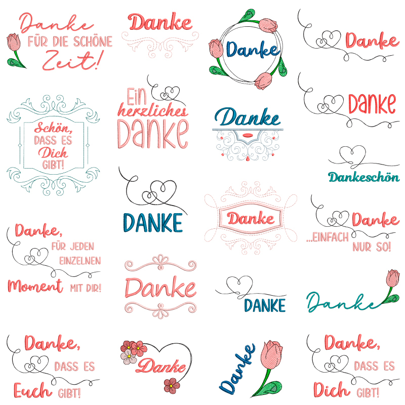Stickdateien Danke Schriftzüge. Stickdateien Danke Schriftzüge.
