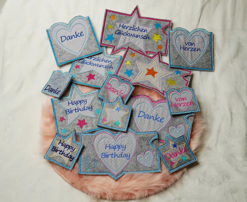 Stickdatei Set ITH Gutschein- und Schokohüllen Danke und Geburtstag Stickdatei Set ITH Gutschein- und Schokohüllen Danke und Geburtstag