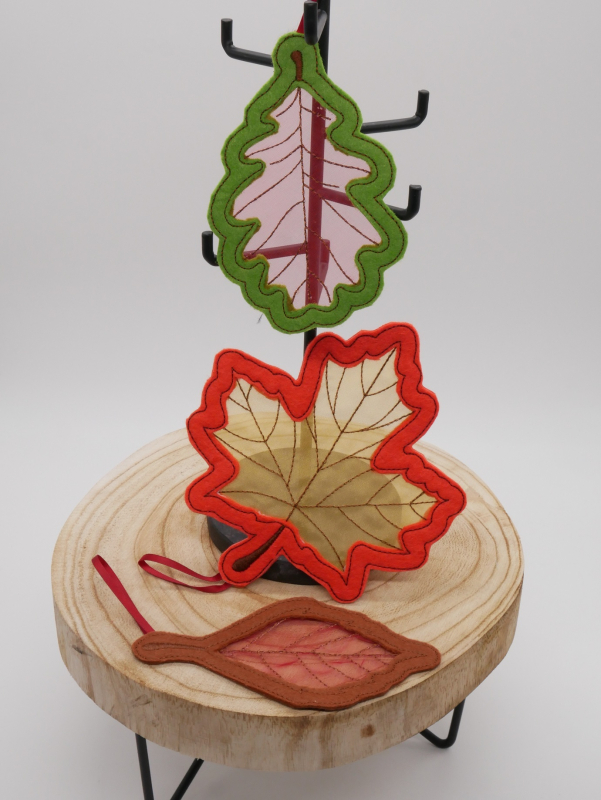 Stickdatei Set Organza Herbstblätter & Gnom (Herbstkalendertürchen 1 a)