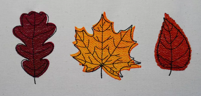 Herbstliche Laubblätter Eichenblatt Ahornblatt Birkenblatt in herbstlichen braun und gelbtönen
