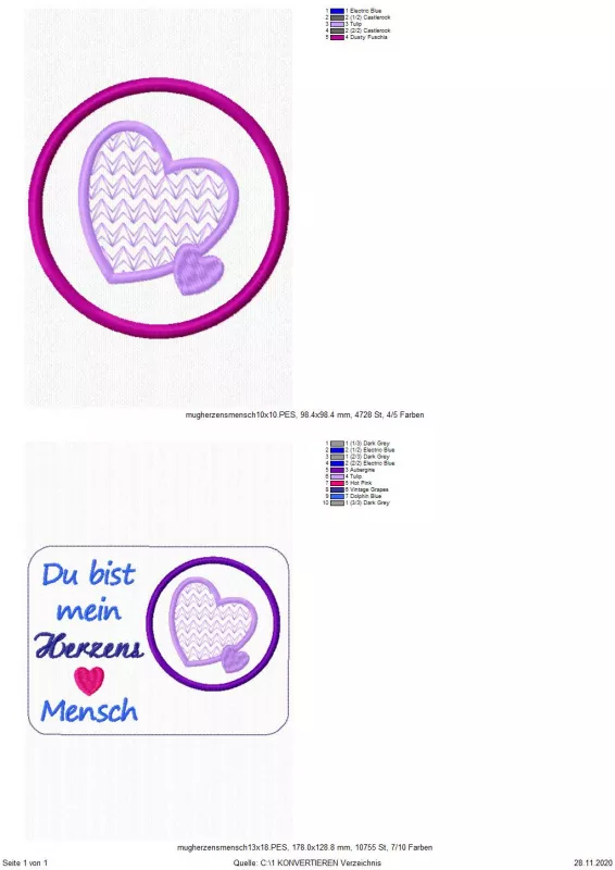 Freebie Stickdatei ITH Mug Rug Du bist mein Herzensmensch (10x10 und 13x18) Freebie Stickdatei ITH Mug Rug Du bist mein Herzensmensch (10x10 und 13x18)