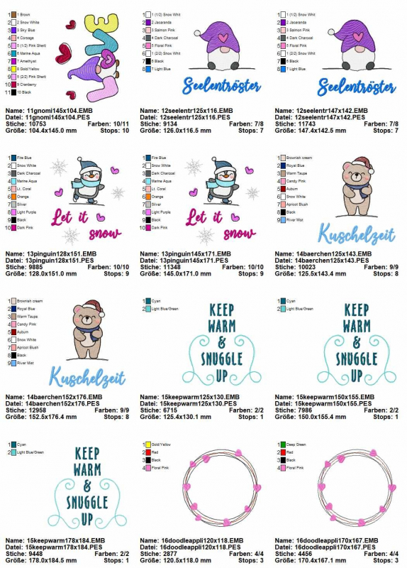 Stickdatei Set Motive für die Wärmflaschenhülle / das Wärmekissen (OHNE ITH) Stickdatei Set Motive für die Wärmflaschenhülle / das Wärmekissen (OHNE ITH)