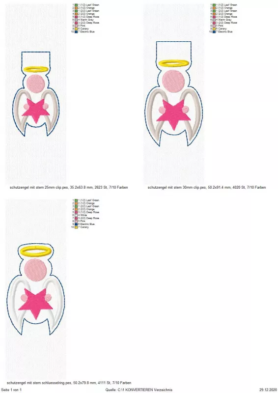 Freebie Stickdatei ITH-Schlüsselanhänger Engel mit Stern (für 10x10 Rahmen)