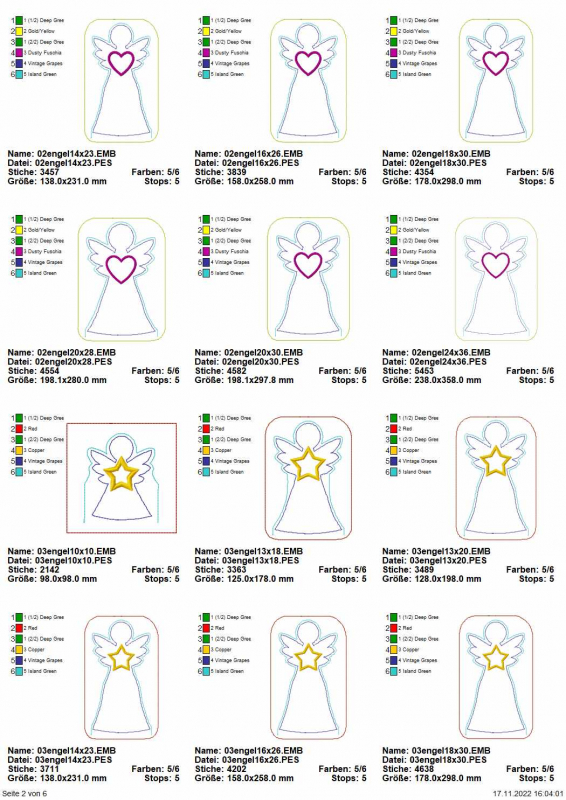 Stickdatei Set ITH LED Cover Engel, Sterne & Herzen Stickdatei Set ITH LED Cover Engel, Sterne & Herzen