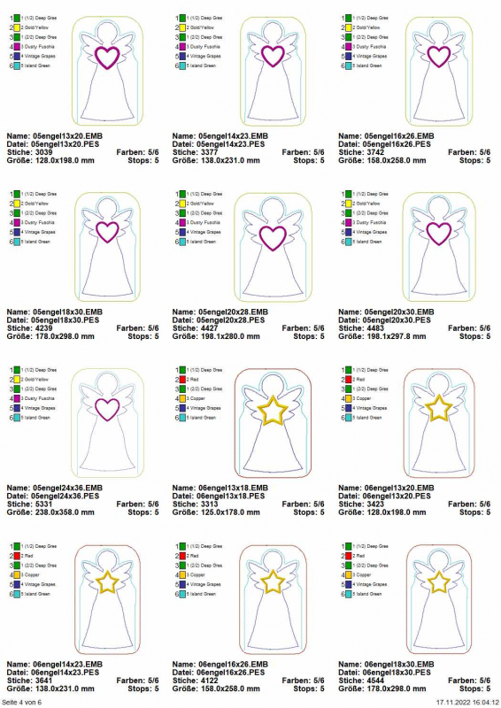 Stickdatei Set ITH LED Cover Engel, Sterne & Herzen Stickdatei Set ITH LED Cover Engel, Sterne & Herzen