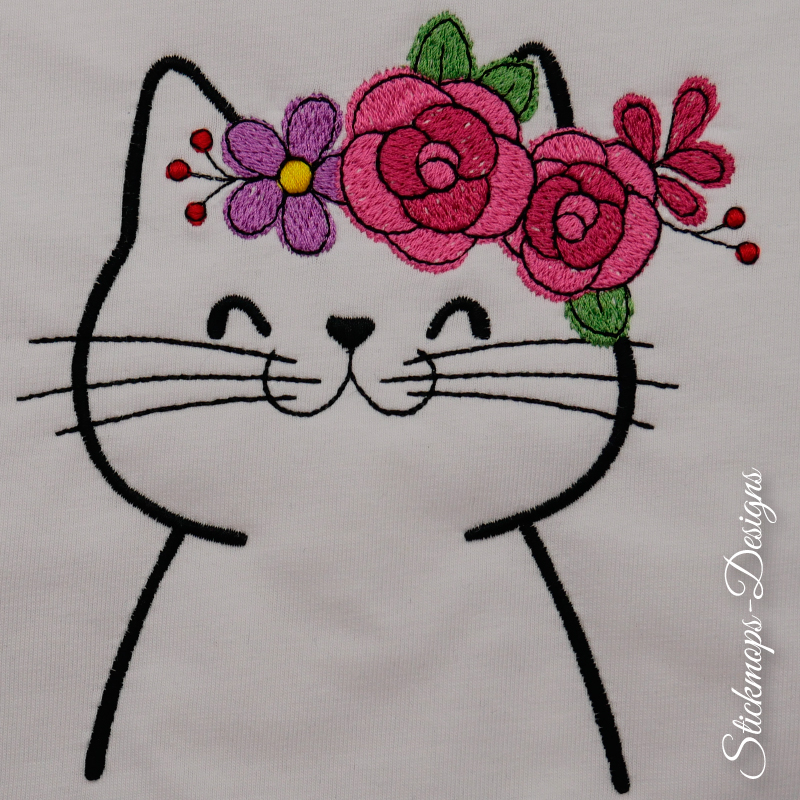 Stickdatei Set Floral Cat Stickdatei Set Floral Cat