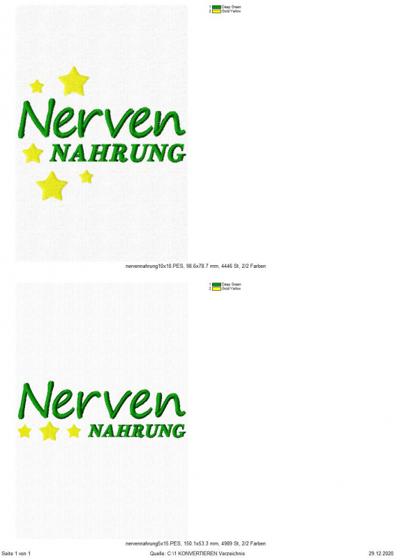 Freebie Stickdatei Nervennahrung Freebie Stickdatei Nervennahrung