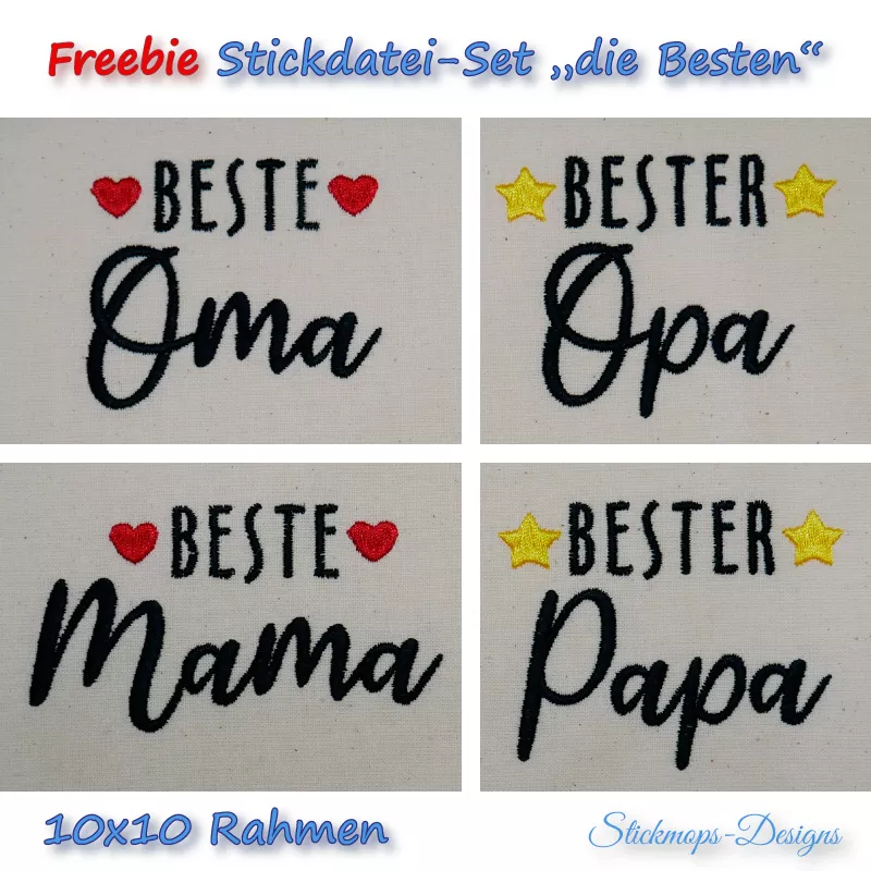 Freebie Stickdatei Set "die Besten"