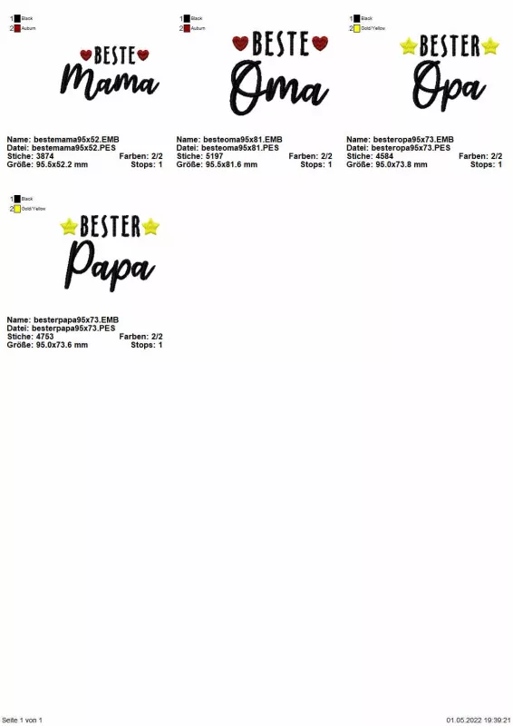 Freebie Stickdatei Set "die Besten" Freebie Stickdatei Set "die Besten"