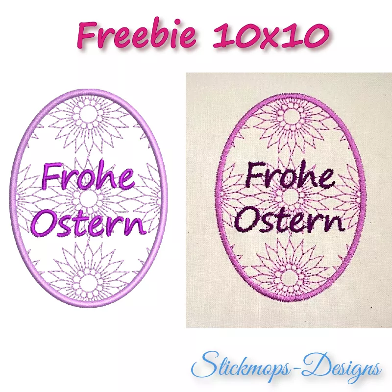 Freebie Stickdatei Frohe Ostern (10x10)