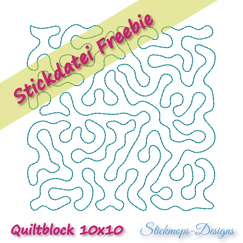 Freebie Stickdatei Quiltblock Mäanderfüllstich