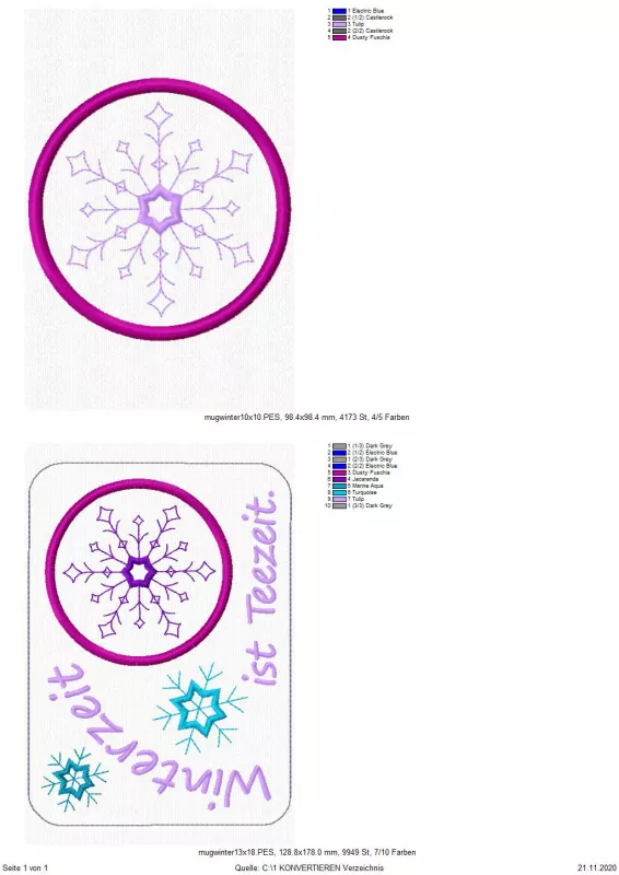 Freebie Stickdatei ITH Mug Rug Winterzeit (13x18 und 10x10 Rahmen) Freebie Stickdatei ITH Mug Rug Winterzeit (13x18 und 10x10 Rahmen)
