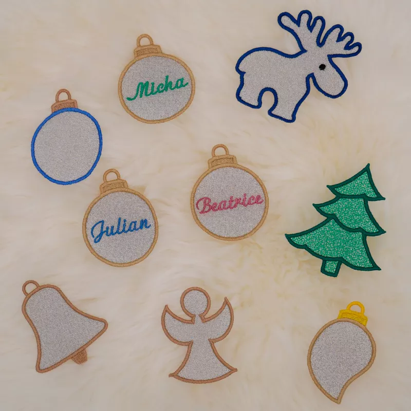 Stickdatei Set FSL 15 Designs Streudeko & Christbaumschmuck