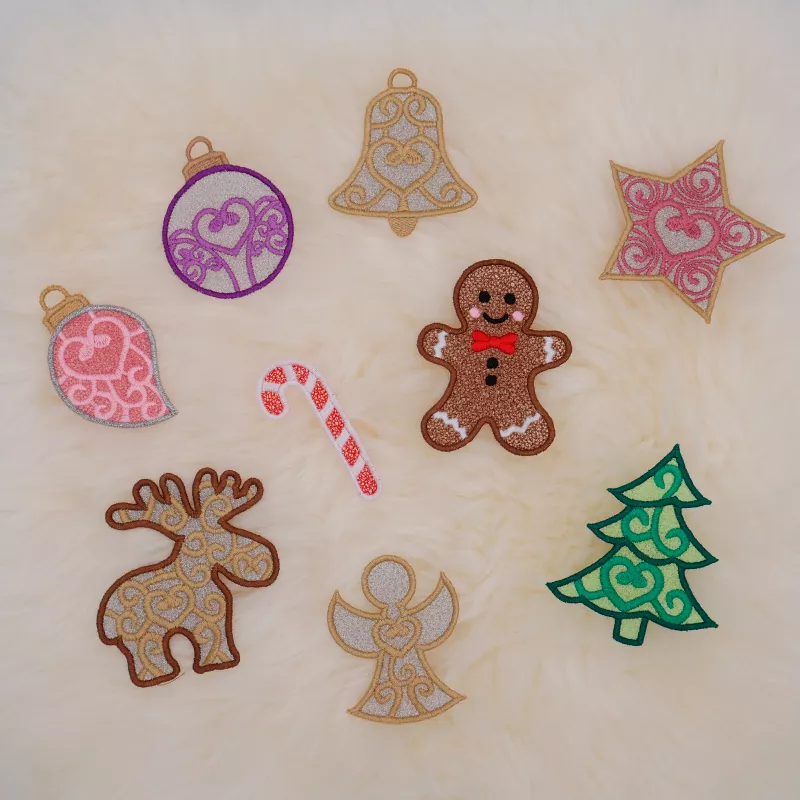 Stickdatei Set FSL 15 Designs Streudeko & Christbaumschmuck