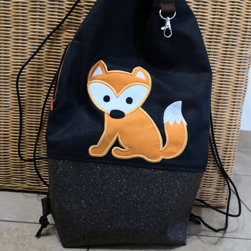 Applikation Fuchs auf einem Rucksack