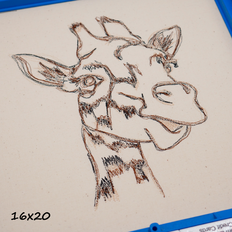 Stickdatei Giraffe Scribble mit dunkelbraunen und schwarzen Linien