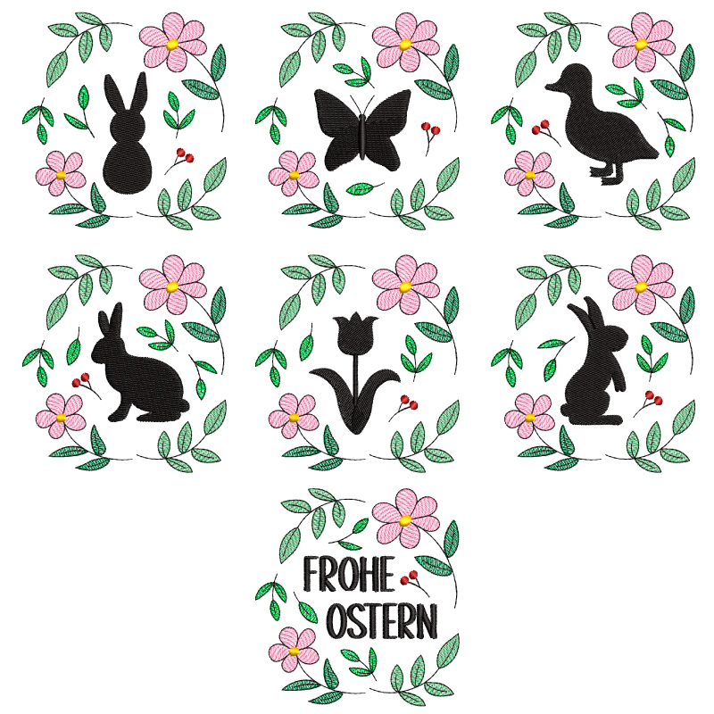 Stickdatei Set Ostersillhouetten inkl. ITH Anhänger Stickdatei Set Ostersillhouetten inkl. ITH Anhänger